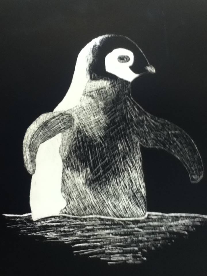 Penguin Scratch Art