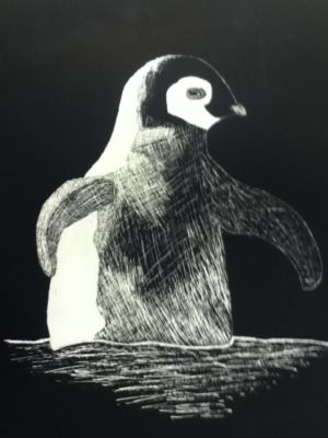 Penguin Scratch Art